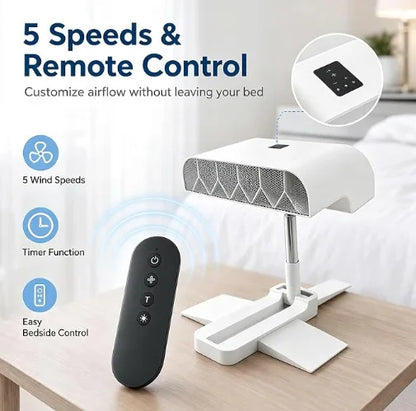 Under Sheet Bed Sleep Fan Night Sweat Relief Cooling Sleep Fan for Bedroom with Adjustable Height