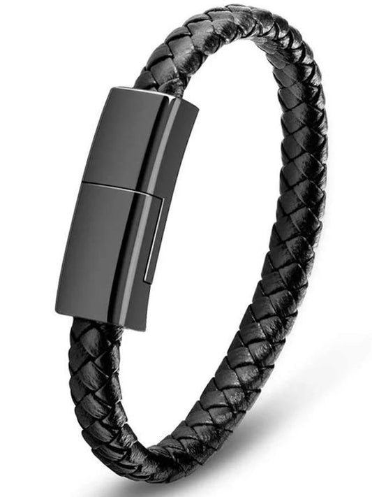 Leather Braided Bracelet Data Charger Bracelet for Iphone Android for Type C Cable Charger Bracelet