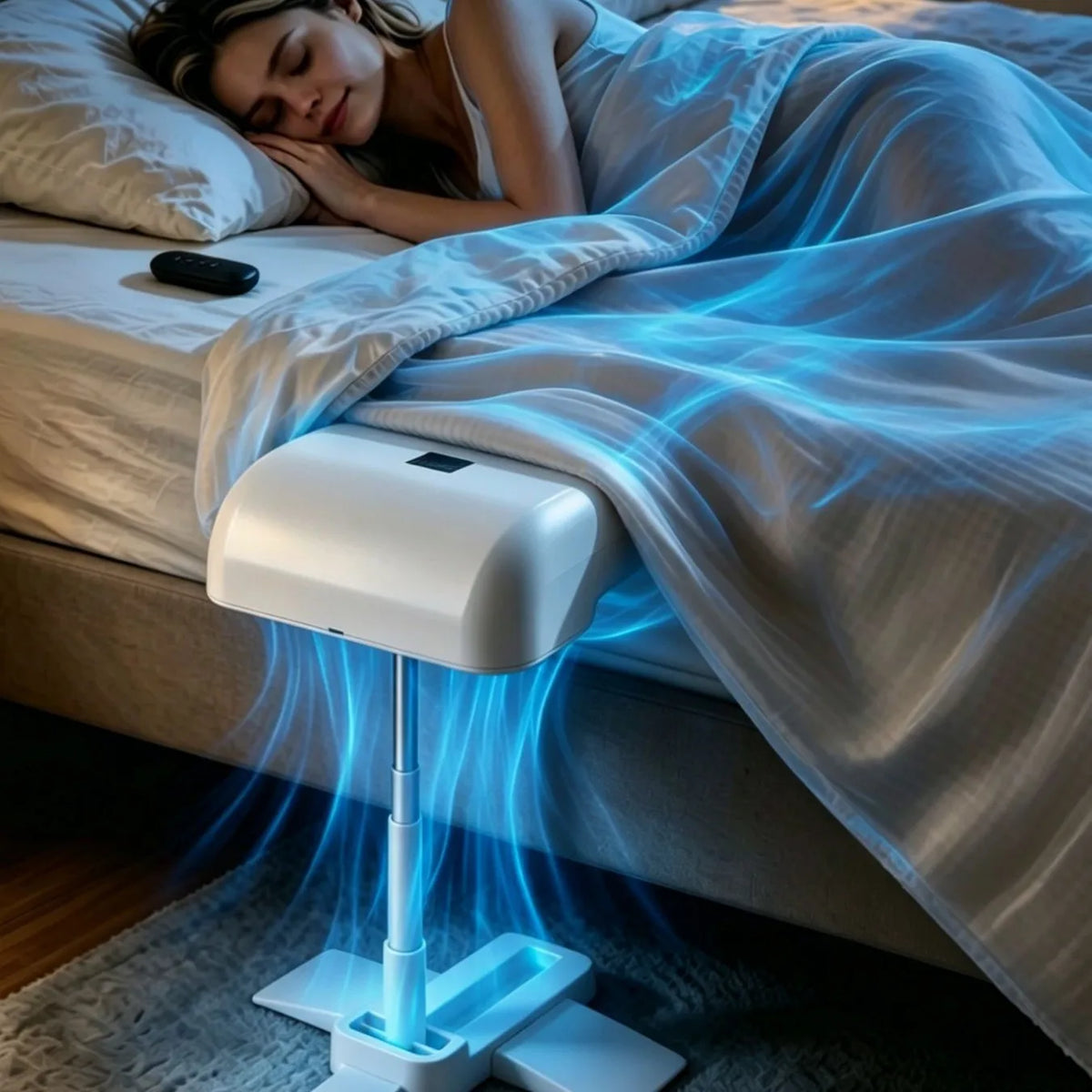 Under Sheet Bed Sleep Fan Night Sweat Relief Cooling Sleep Fan for Bedroom with Adjustable Height